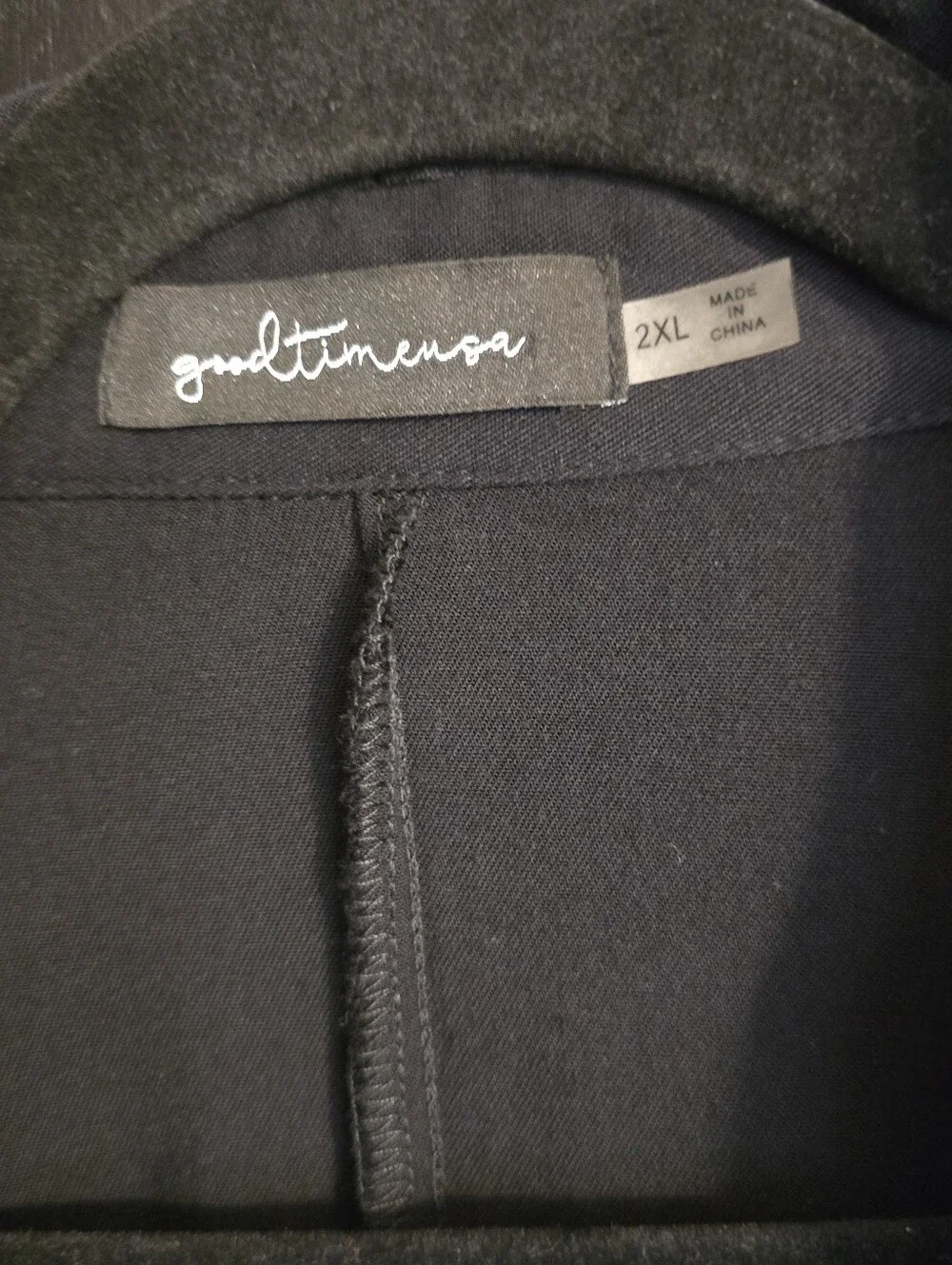 Good Time USA Black Button-Front Long Sleeve Short Dress
